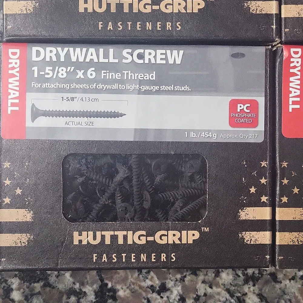 Huttig-Grip drywall screws nails lot of 4 size 1-5/8 x 6 & 1-1/4 x 6 fine thread